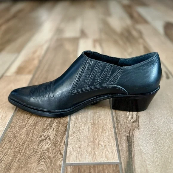 GIANNI BINI Let’s Dance Embroidered Leather Western Booties, Black sz. 8M - Picture 5 of 14